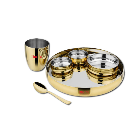 Gold Dining Thali Plain - Grade 202 - (RU1104)