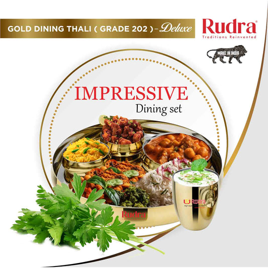 Gold Dining Thali Plain - Grade 202 - (RU1104)