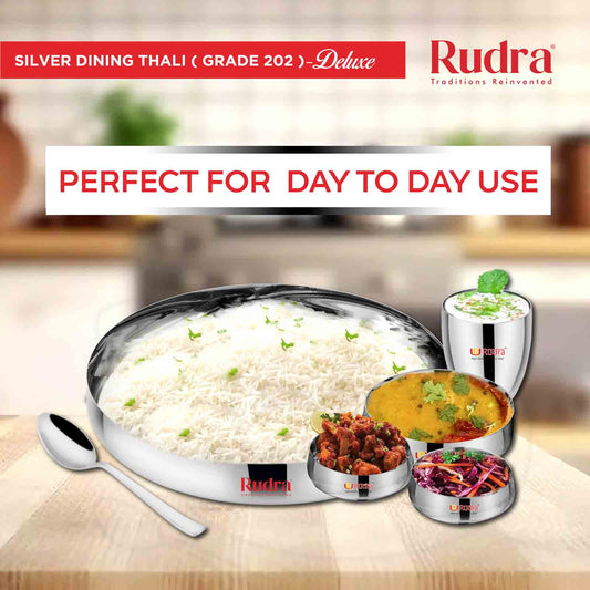 Silver Laser Dining Thali - Grade 202 - (RU1102 )
