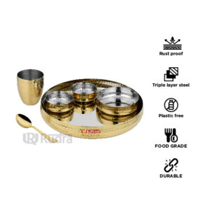 rudra tableware Gold Hammered Dining Thali